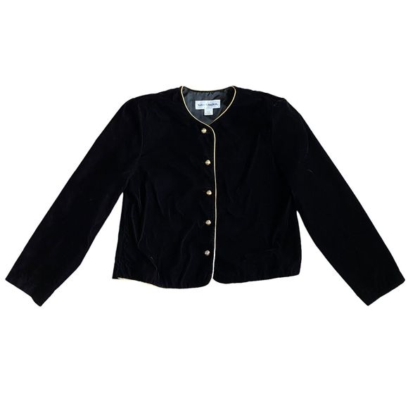 Vintage Norton McNaughton Velvet Cropped Jacket L Purple Gold Button Up Fairy - Picture 3 of 8